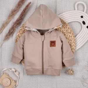 Bluza rozpinana z bawełny organicznej SKY JOURNEY beż/brąz