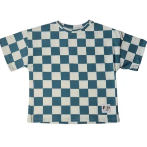T Shirt oversize biały/turkus KRATA